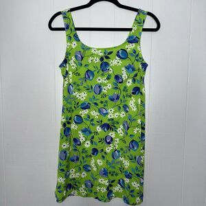 Coral Key Vintage 90s Women’s Floral Swim Coverup Dress Lime Green Size Small